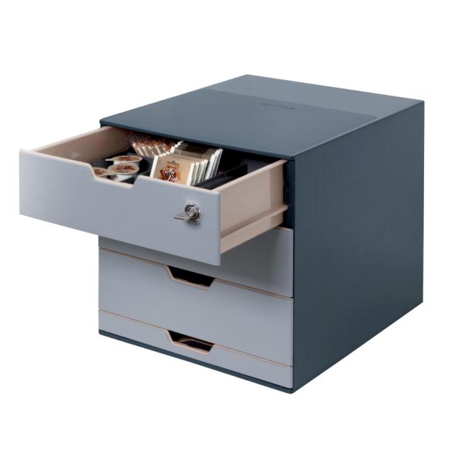 Coffee Point Box Durable cu 3 sertare 292x356x280 mm antracit, cu incuietoare pentru sertarul superior, rezistent, durabil