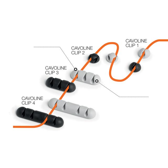 Clips autoadeziv Durable pentru cabluri, 7 bucati/set, cate 2 buc, pentru 1 2 3 cabluri si 1 pentru 4 cabluri ideal pt cabluri cu diametru de pana la 5 mm gri