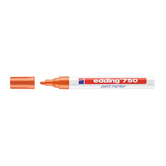 Marker cu vopsea Edding 750, corp metalic, varf 2-4 mm, portocaliu