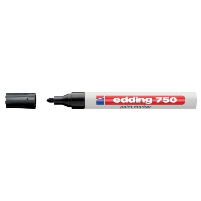 Marker permanent Edding 750, cu vopsea, corp metalic, varf rotund, 2-2-4 mm, negru