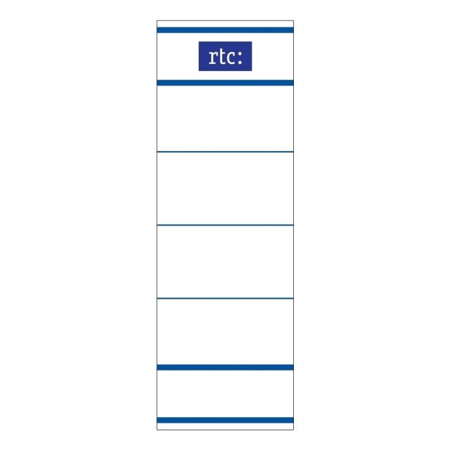 Etichete RTC din carton, pentru bibliorafturi,  45 x 142 mm, alb