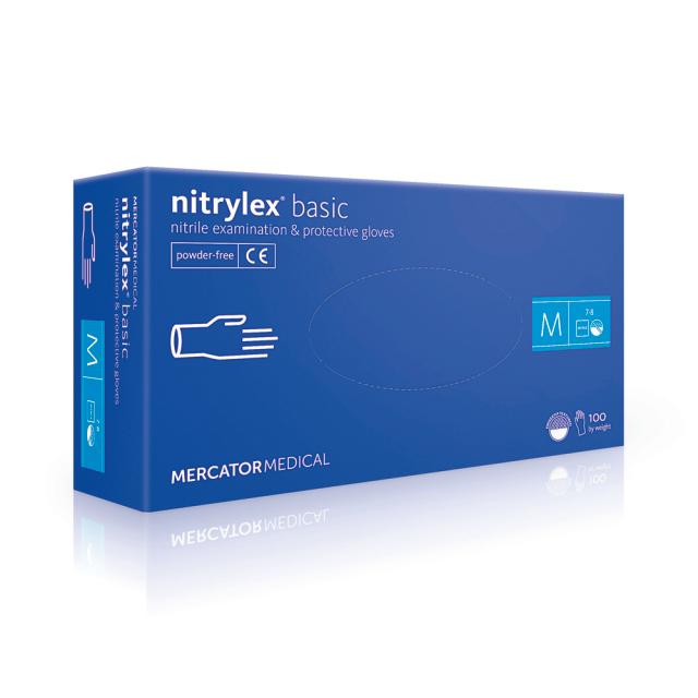 Manusi nitril nepudrate basic Nitrylex, albastru, marime XL, 100 bucati/cutie