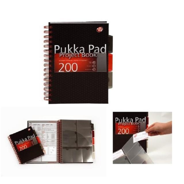 Caiet A5 cu spira si separatoare Pukka Pads City, carton rigid, 200 file, dictando, negru
