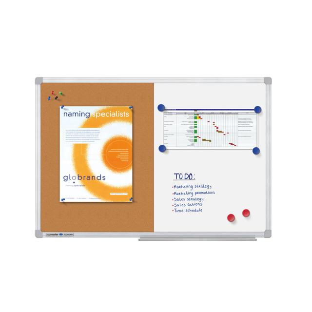 Tabla Combiboard Legamaster Economy, rama aluminiu, 60 x 90 cm