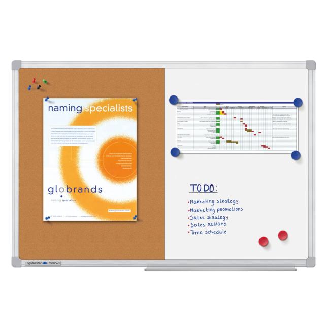 Tabla Combiboard Legamaster Economy, rama aluminiu, 90 x 120 cm