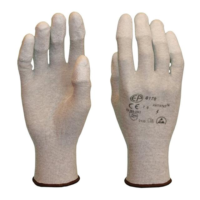 Manusi ESD albe imersate pe varful degetelor, marime 7, flexibile, antistatice