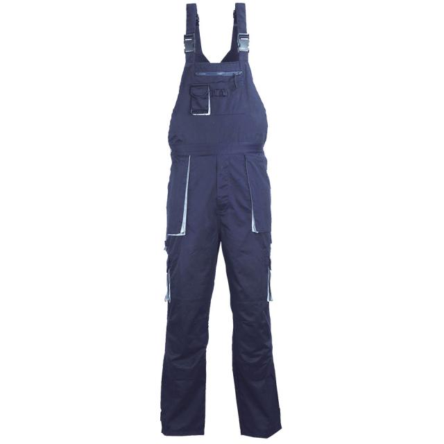 Pantaloni cu pieptar tercot 245g/mp bluemarin marime L, cu talie elastica, bretele reglabile, buzunare laterale