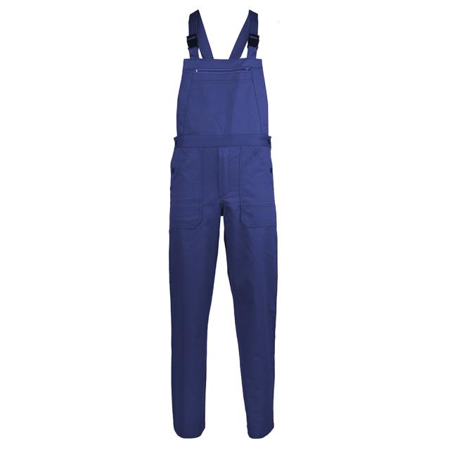 Pantaloni cu pieptar Partner albastru Royal bumbac 280g M,cu bretele reglabile, buzunare laterale