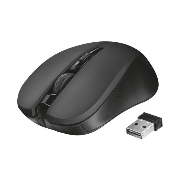 Mouse wireless Trust Mydo Silent Click negru, cu baterie, USB, rezistent