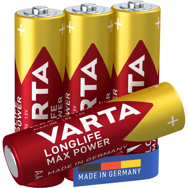 Baterii Varta Longlife Max Power, LR6, AA, alcaline, 1.5 V, 4 bucati/set