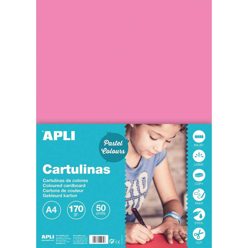 Carton color, Apli, A4, 170 g, 50 coli/top, roz