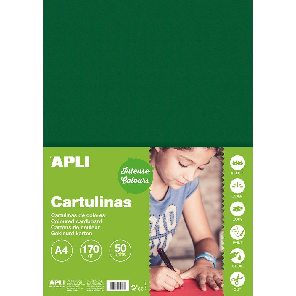 Carton color, Apli, A4, 170 g, 50 coli/top, verde inchis