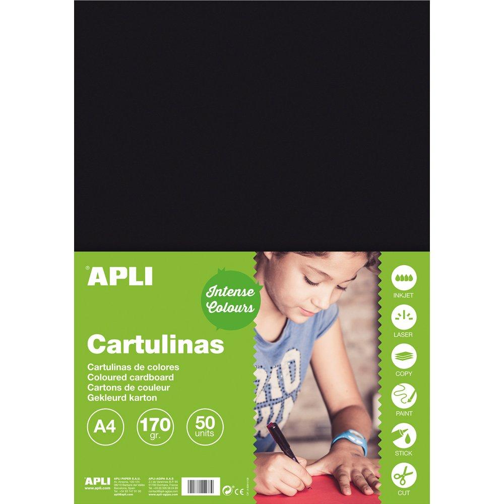Carton color, Apli,  A4, 170 g, 50 coli/top, negru