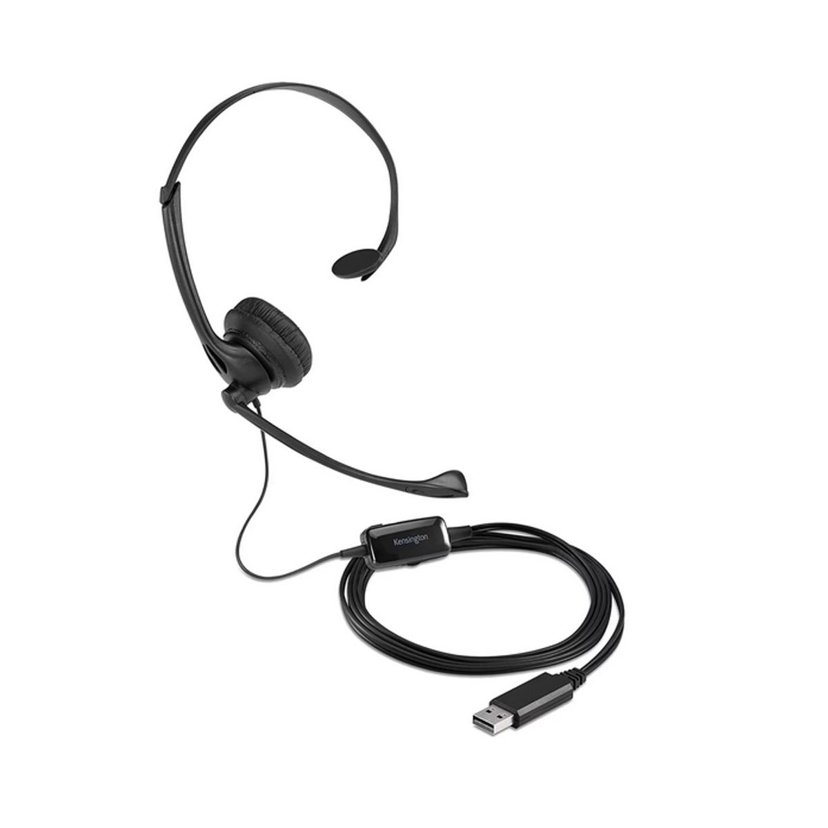 Casti Kensington, reglabile, microfon cu anulare sunet inclus, control volum, conexiune cablu USB-A 1.8 m, nergu