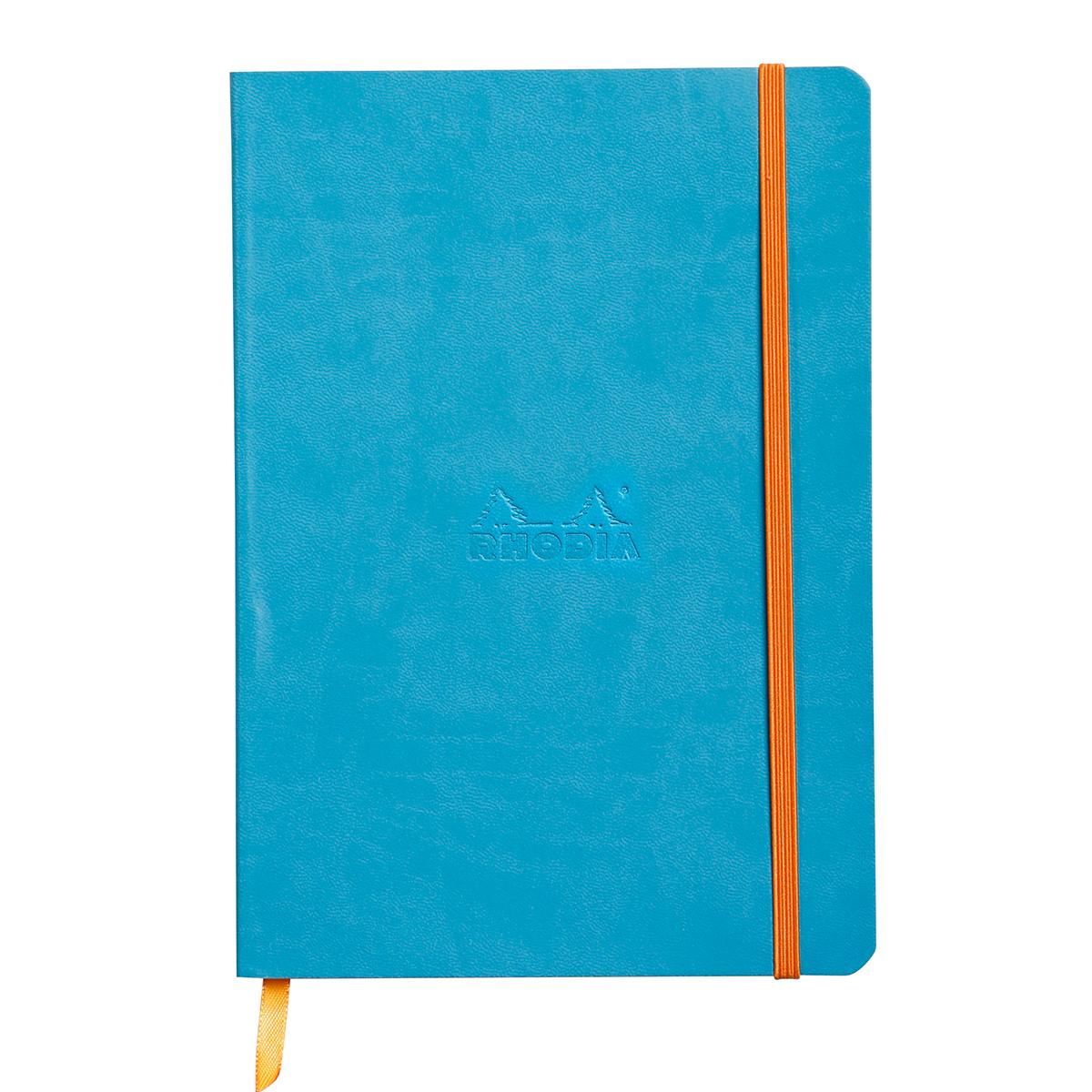 Notebook A5 Rhodiarama, 80 file, ivory, dictando, turcoaz