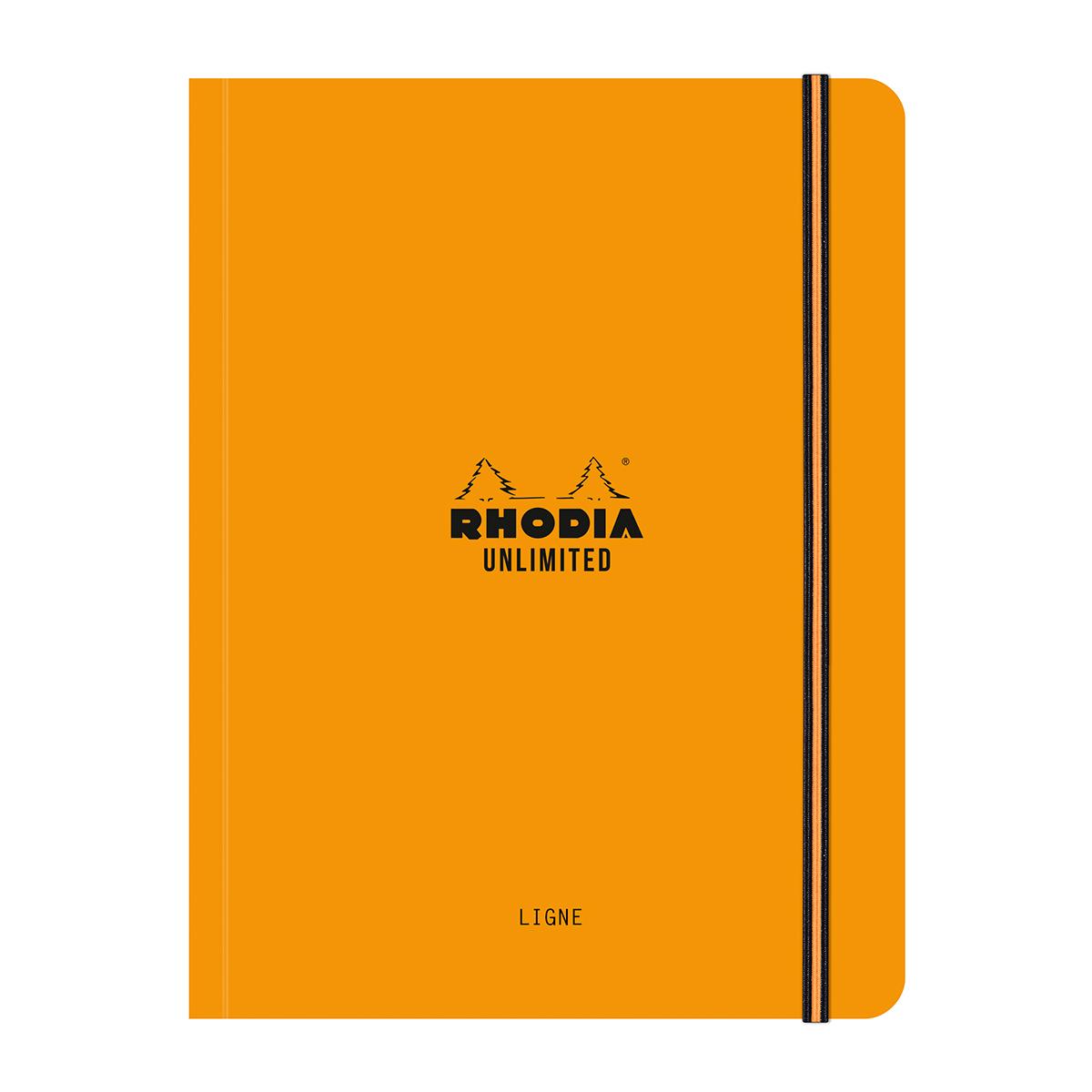 Caiet cu elastic A5+ Rhodia Unlimited, 60 file, dictando, portocaliu