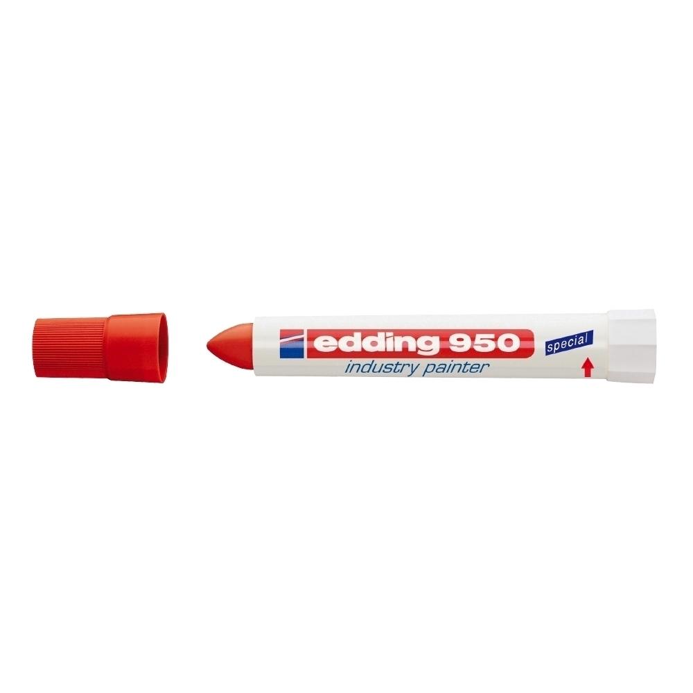 Marker permanent Edding 950 Industrial, corp plastic, varf rotund, 10mm, rosu