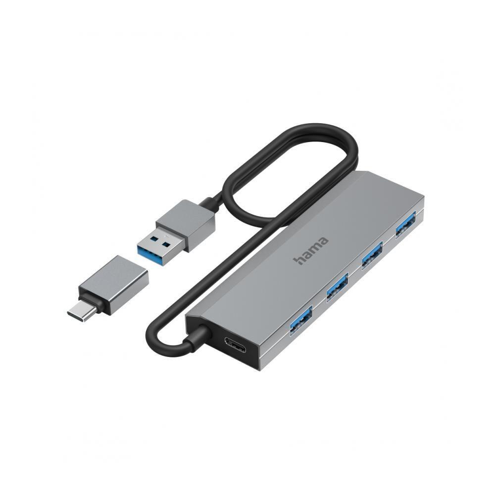 Hub USB Hama, 4 Ports, USB 3.2 Gen 1, 5 Gbit, USB-C Adapter and PSU