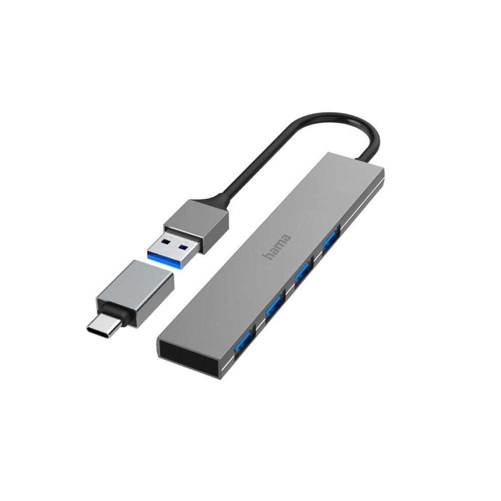 Hub USB Hama, 4 Ports, USB 3.2 Gen 1, 5 Gbit, Ultra-Slim, USB-C Adapter