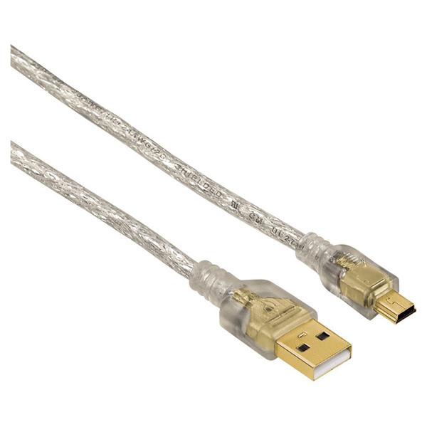 Cablu Mini USB B - USB A HAMA 39744, 0.75m, transparent