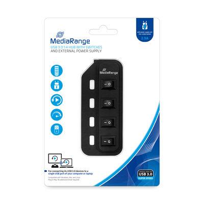 Hub USB MediaRange, cu 4 porturi USB 3.0 si power switches