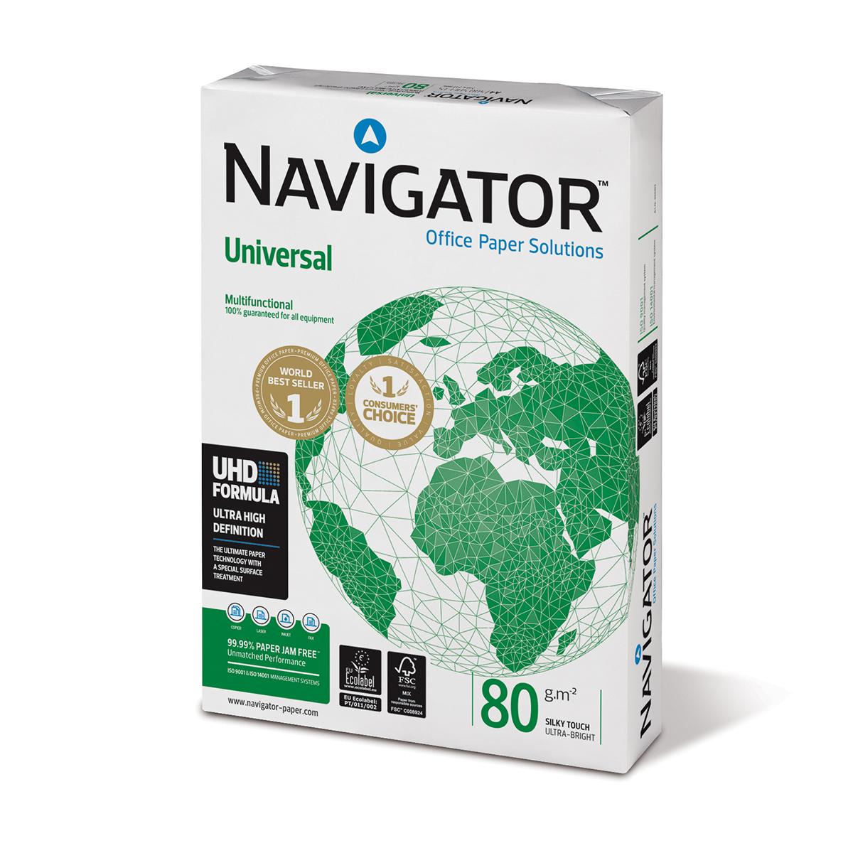 Hartie copiator Navigator Universal, A4, 80 g, 500 coli/top, 5 topuri/cutie