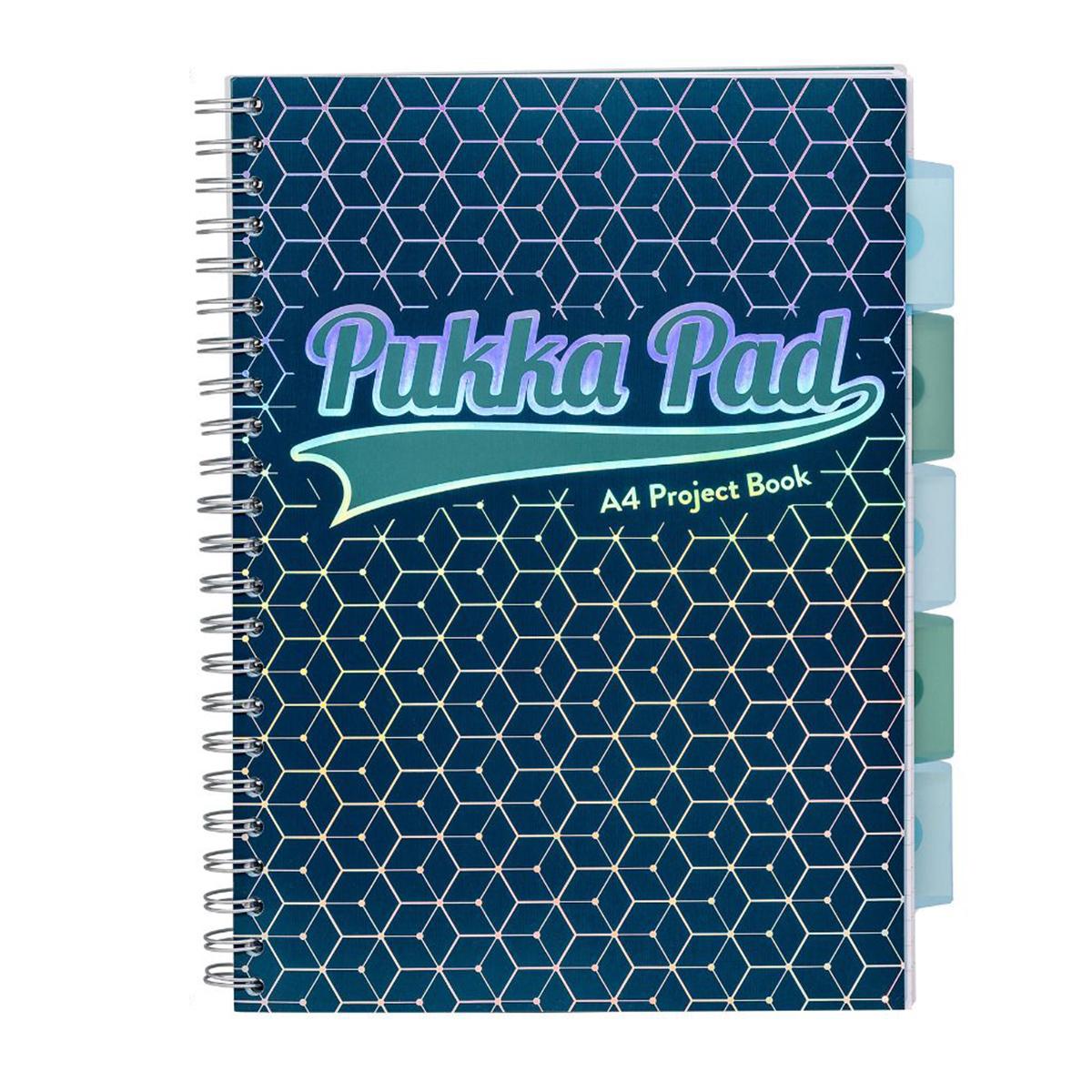 Caiet A4 cu spira si separatoare Pukka Pads PBG, 200 file, matematica, albastru inchis