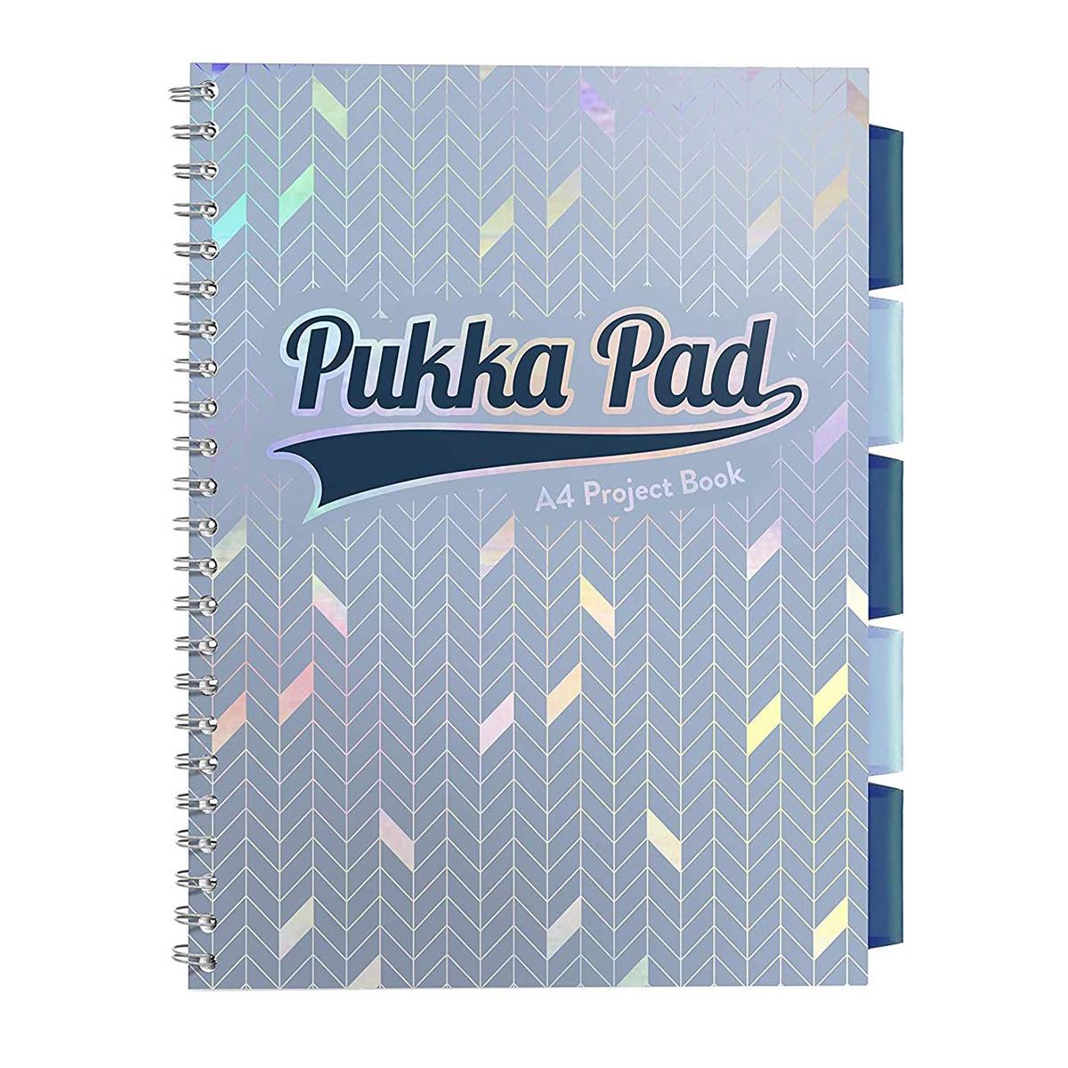 Caiet A4 cu spira si separatoare Pukka Pads PBG, 200 file, matematica, albastru deschis