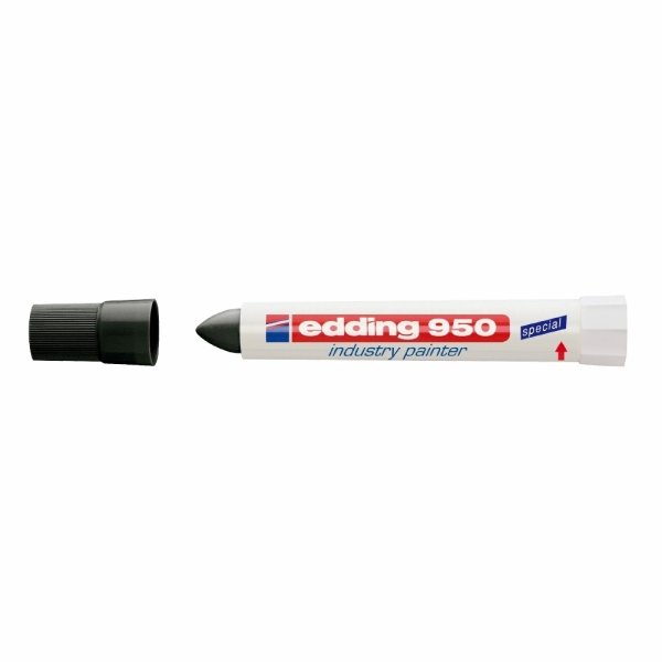 Marker permanent Edding 950 Industrial, corp plastic, varf rotund, 10mm, negru