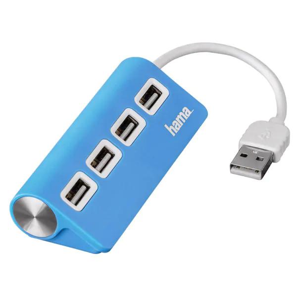 Hub USB HAMA 12179, USB 2.0, albastru
