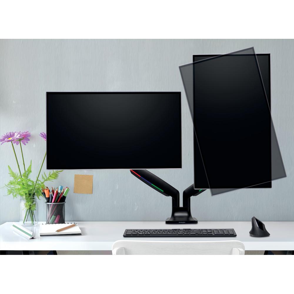 Suport pentru monitor Kensington SmartFit One Touch, 2 brate ajustabile, cu fixare pe birou, negru
