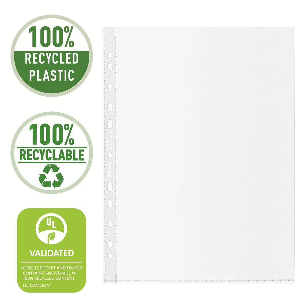 Folie de protectie Esselte Recycled, PP, 70 microni, A4 , 100 bucati/set