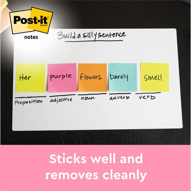 Notite adezive, Post-it, 76 x 76 mm, multicolor, neon, 100 file, 6 bucati/set, 100% PEFC