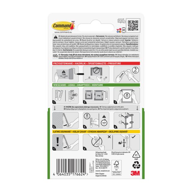 Sistem tip arici sustinere tablouri 3M Command™ 17202 mici, alb, maxim 2 kg, 4 perechi/set