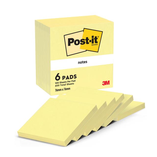 Notite adezive Post-it®, Galben Canary yellow, 76 mm x 76 mm, 100 file/bucata, 100% PEFC
