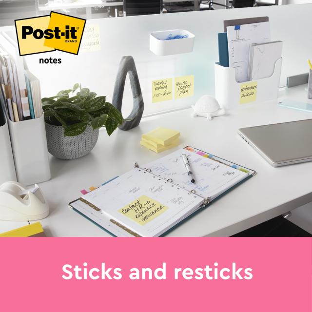 Notite adezive Post-it®, Galben Canary yellow, 76 mm x 76 mm, 100 file/bucata, 100% PEFC