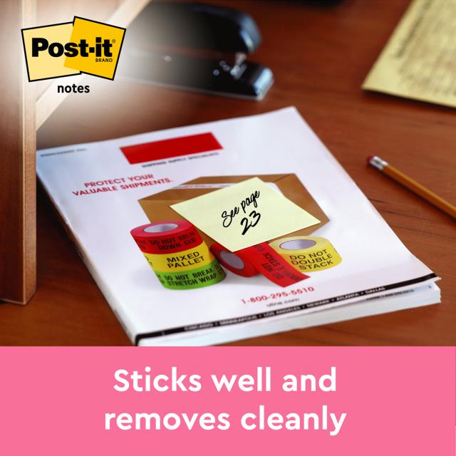 Notite adezive Post-it®, Galben Canary yellow, 76 mm x 76 mm, 100 file/bucata, 100% PEFC
