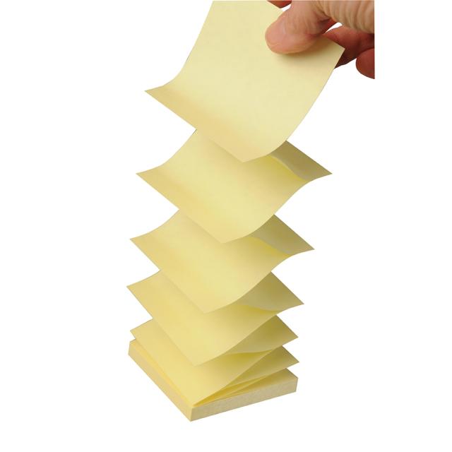 Notite adezive, Post-it, Z-notes, galben neon, 76 x76 mm, 100 file