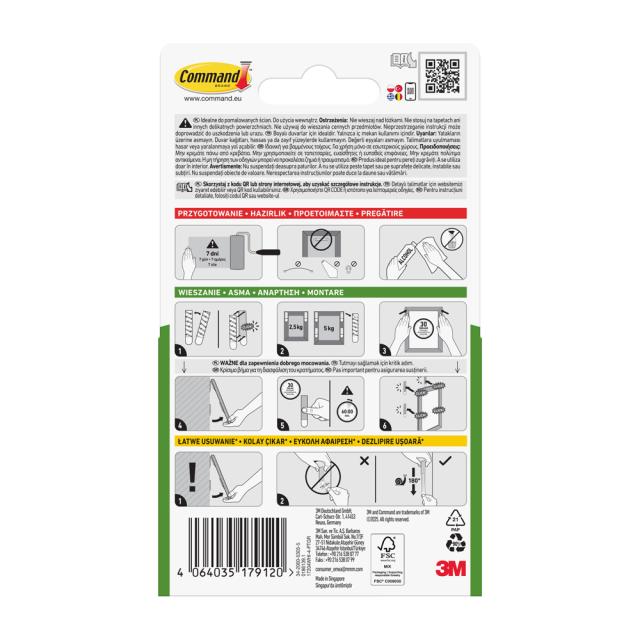 Sistem tip arici sustinere tablouri 3M Command™ 17204 medii, alb, maxim 5 kg, 4 perechi/set