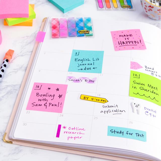 Cub notite adezive Post-it®, Lollipop culori neon, 76 x 76 mm, 450 file/bucata, 100% PEFC