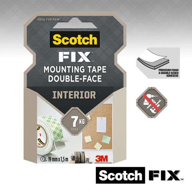 Banda dublu adeziva montare suprafete interioare Scotch-Fix™ 3M, 19 mm x 1.5 m, 1 rola/pachet