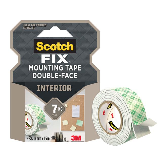 Banda dublu adeziva montare suprafete interioare Scotch-Fix™ 3M, 19 mm x 1.5 m, 1 rola/pachet