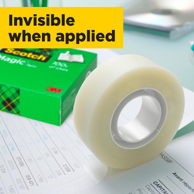 Banda adeziva invizibila mată 3M Scotch® Magic™, 19 mm x 33 m, 6 role + 2 gratis