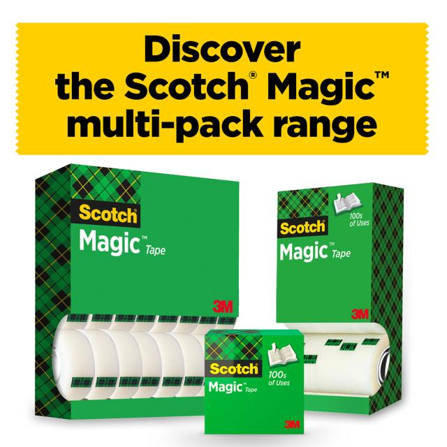 Banda adeziva invizibila mată 3M Scotch® Magic™, 19 mm x 33 m, 6 role + 2 gratis
