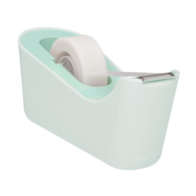 Dispenser Scotch C18L autonom menta include o rola banda adeziva Scotch Magic 19mm x 8.89mm, design elegant, rezistent