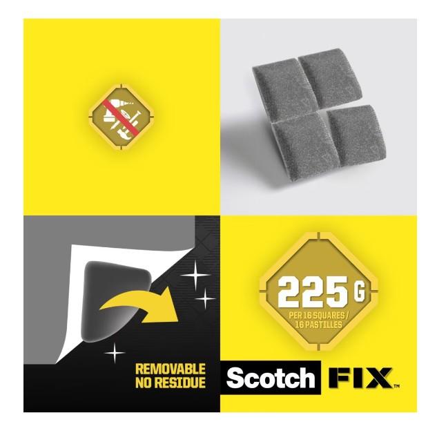 Benzi dublu adezive pretaiate repozitionabile montare interior Scotch-Fix™ 3M, gri, 12.7 x 12.7 mm, 64 bucati/pachet