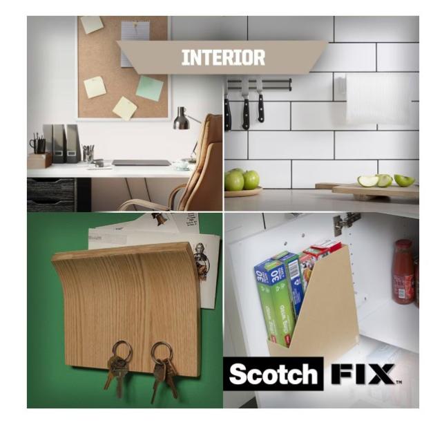 Benzi dublu adezive pretaiate montare interior Scotch-Fix™ 3M, albe, 25 x 25 mm, 16 bucati/pachet