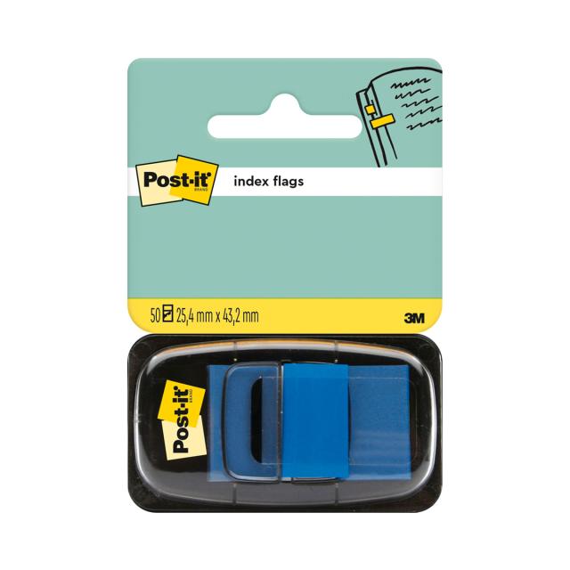Index Clasic Post-it®, albastru, 25,4 mm x 43,2 mm, 50 file, 1 bucata/pachet