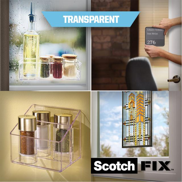 Banda dublu adeziva transparenta pentru montare Scotch-Fix™,19 mm x 1.5 m, 1 rola/pachet
