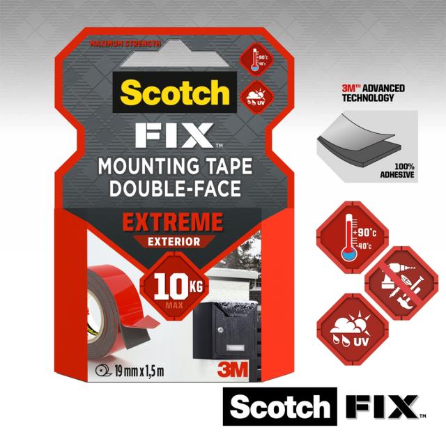 Banda dublu adeziva montare super rezistenta Scotch-Fix™ 3M, 1.5 m x 19 mm